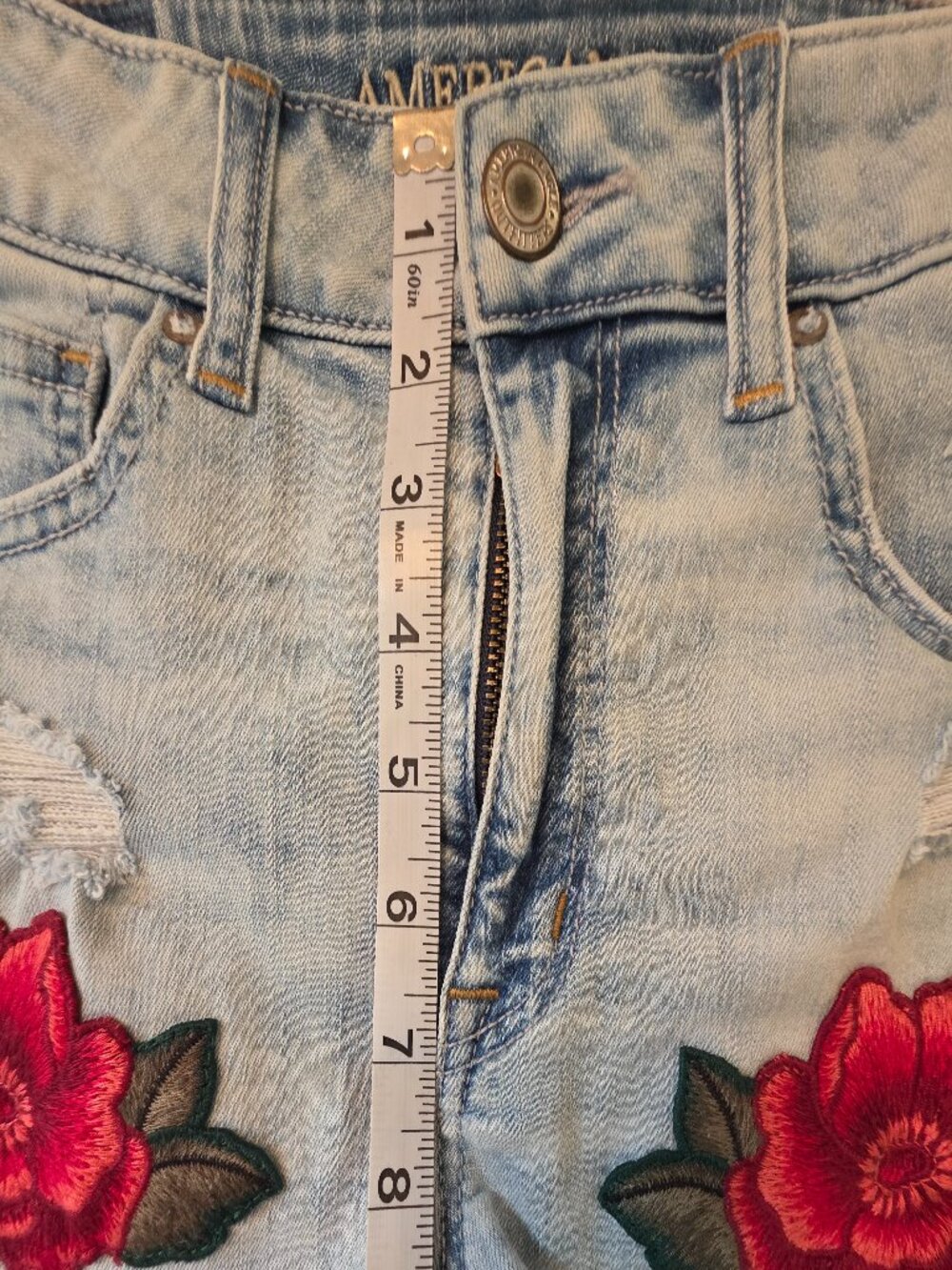 American Eagle Women's Embroidered Hi-Rise Shortie with Super Stretch, Size 6 - Picture 6 of 11